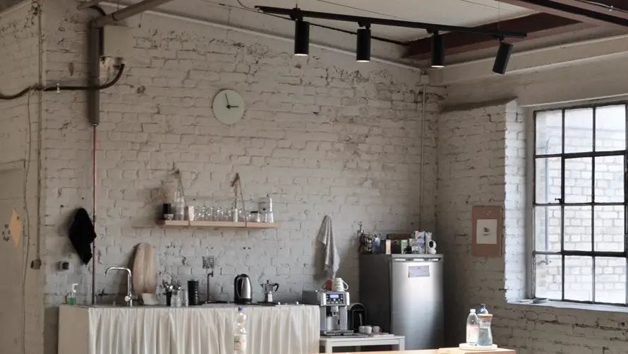 kitchen with track lighting